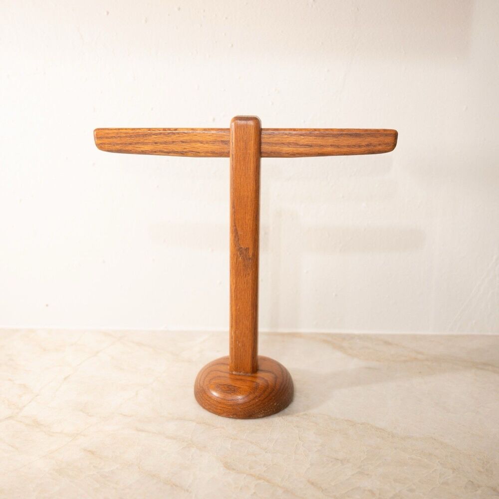 Oak Wood Jewelry Hanger Necklace Vintage, Pedestal Hanger, Display Vanity